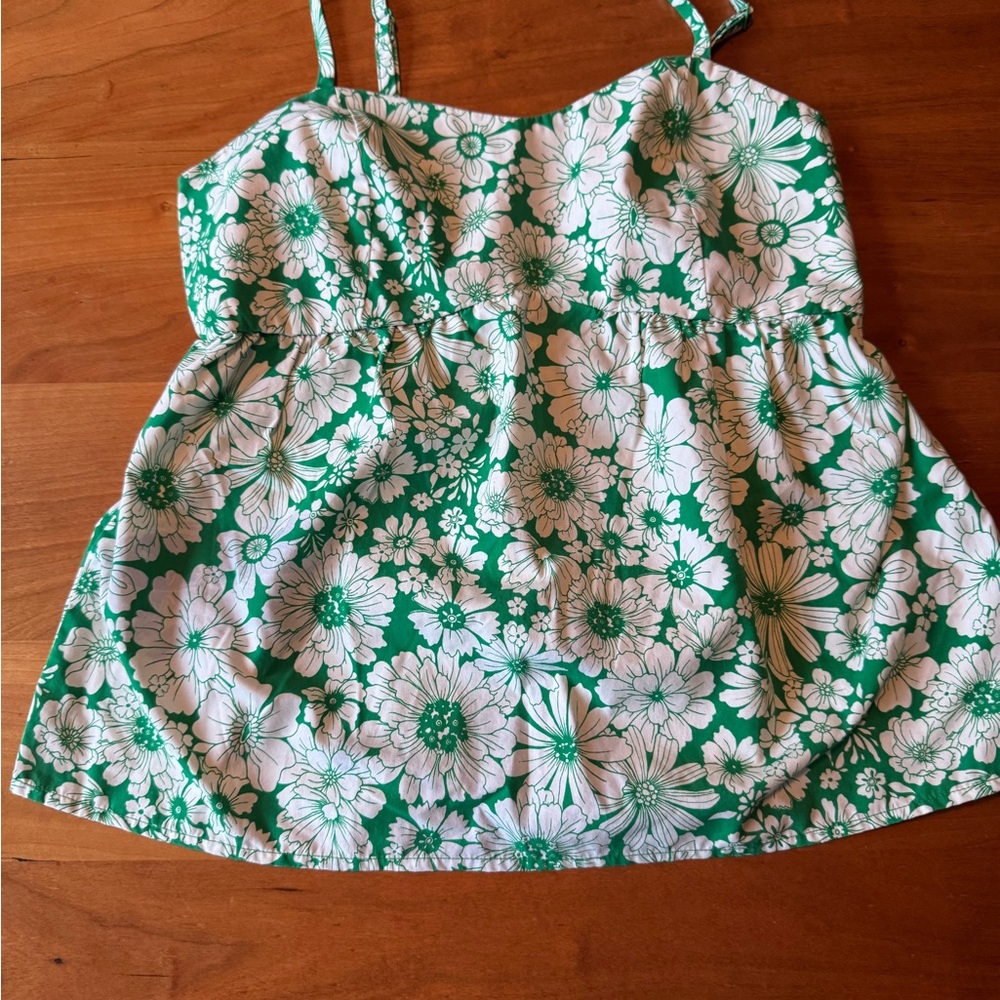 Hippie Rose Green and White Floral Camisole Top